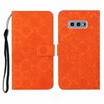 For Samsung Galaxy S10e Ethnic Style Embossed Pattern Horizontal Flip Leather Case with Holder & Card Slots & Wallet & Lanyard(Orange)