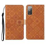 For Samsung Galaxy S20 FE Ethnic Style Embossed Pattern Horizontal Flip Leather Case with Holder & Card Slots & Wallet & Lanyard(Brown)