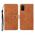 For Samsung Galaxy S20+ Ethnic Style Embossed Pattern Horizontal Flip Leather Case with Holder & Card Slots & Wallet & Lanyard(Brown)