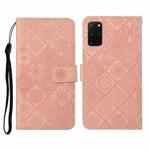 For Samsung Galaxy S20+ Ethnic Style Embossed Pattern Horizontal Flip Leather Case with Holder & Card Slots & Wallet & Lanyard(Pink)
