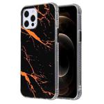 For iPhone 12 / 12 Pro Coloured Glaze Marble TPU + PC Protective Case(Black)