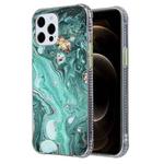 For iPhone 12 / 12 Pro Coloured Glaze Marble TPU + PC Protective Case(Green)