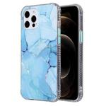For iPhone 12 Pro Max Coloured Glaze Marble TPU + PC Protective Case(Blue)