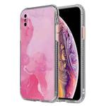 For iPhone X / XS Coloured Glaze Marble TPU + PC Protective Case(Pink)