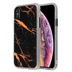 For iPhone XR Coloured Glaze Marble TPU + PC Protective Case(Black)