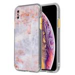 For iPhone XR Coloured Glaze Marble TPU + PC Protective Case(Orange)