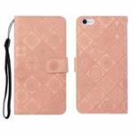 Ethnic Style Embossed Pattern Horizontal Flip Leather Case with Holder & Card Slots & Wallet & Lanyard For iPhone 6(Pink)