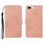 Ethnic Style Embossed Pattern Horizontal Flip Leather Case with Holder & Card Slots & Wallet & Lanyard For iPhone 8 Plus / 7 Plus(Pink)