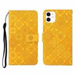 For iPhone 11 Ethnic Style Embossed Pattern Horizontal Flip Leather Case with Holder & Card Slots & Wallet & Lanyard (Yellow)