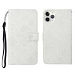 For iPhone 11 Pro Ethnic Style Embossed Pattern Horizontal Flip Leather Case with Holder & Card Slots & Wallet & Lanyard (White)