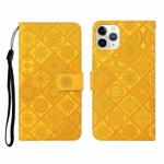 For iPhone 11 Pro Max Ethnic Style Embossed Pattern Horizontal Flip Leather Case with Holder & Card Slots & Wallet & Lanyard (Yellow)