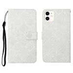 For iPhone 12 mini Ethnic Style Embossed Pattern Horizontal Flip Leather Case with Holder & Card Slots & Wallet & Lanyard (White)