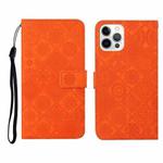 For iPhone 12 Pro Max Ethnic Style Embossed Pattern Horizontal Flip Leather Case with Holder & Card Slots & Wallet & Lanyard(Orange)