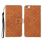 For iPhone SE 2022 / SE 2020 / 8 / 7 Ethnic Style Embossed Pattern Horizontal Flip Leather Case with Holder & Card Slots & Wallet & Lanyard(Brown)