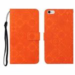 For iPhone SE 2022 / SE 2020 / 8 / 7 Ethnic Style Embossed Pattern Horizontal Flip Leather Case with Holder & Card Slots & Wallet & Lanyard(Orange)