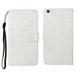 For iPhone SE 2022 / SE 2020 / 8 / 7 Ethnic Style Embossed Pattern Horizontal Flip Leather Case with Holder & Card Slots & Wallet & Lanyard(White)