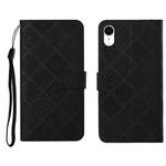 For iPhone XR Ethnic Style Embossed Pattern Horizontal Flip Leather Case with Holder & Card Slots & Wallet & Lanyard(Black)