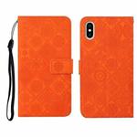 For iPhone XS Max Ethnic Style Embossed Pattern Horizontal Flip Leather Case with Holder & Card Slots & Wallet & Lanyard(Orange)