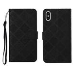For iPhone XS Max Ethnic Style Embossed Pattern Horizontal Flip Leather Case with Holder & Card Slots & Wallet & Lanyard(Black)