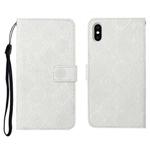 For iPhone XS Max Ethnic Style Embossed Pattern Horizontal Flip Leather Case with Holder & Card Slots & Wallet & Lanyard(White)
