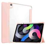 For iPad Air 2022 / 2020 10.9 TPU Transparent Back Cover Horizontal Flip Leather Case with Three-folding Holder & Sleep / Wake-up Function / Pen Slot(Pink)