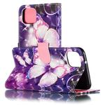 For Google Pixel 4XL 3D Pattern Colored Drawing Horizontal Flip Leather Case with Holder & Card Slots & Wallet & Lanyard(Purple Butterfly)