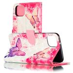 For Google Pixel 4XL 3D Pattern Colored Drawing Horizontal Flip Leather Case with Holder & Card Slots & Wallet & Lanyard(Pink Butterfly)