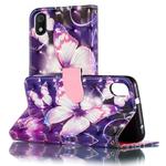For Xiaomi Redmi 7A 3D Pattern Colored Drawing Horizontal Flip Leather Case with Holder & Card Slots & Wallet & Lanyard(Purple Butterfly)