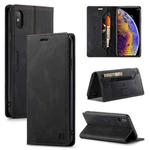 For iPhone X / XS AutSpace A01 Retro Skin-feel Crazy Horse Texture Horizontal Flip Leather Case with Holder & Card Slots & Wallet & RFID(Black)