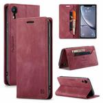 For iPhone XR AutSpace A01 Retro Skin-feel Crazy Horse Texture Horizontal Flip Leather Case with Holder & Card Slots & Wallet & RFID(Wine Red)