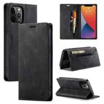 AutSpace A01 Retro Skin-feel Crazy Horse Texture Horizontal Flip Leather Case with Holder & Card Slots & Wallet & RFID For iPhone 12 / 12 Pro(Black)
