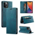 For iPhone 12 Pro Max AutSpace A01 Retro Skin-feel Crazy Horse Texture Horizontal Flip Leather Case with Holder & Card Slots & Wallet & RFID(Blue)