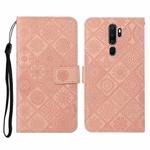 For OPPO A5 / A9 2020 Ethnic Style Embossed Pattern Horizontal Flip Leather Case with Holder & Card Slots & Wallet & Lanyard(Pink)