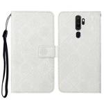 For OPPO A5 / A9 2020 Ethnic Style Embossed Pattern Horizontal Flip Leather Case with Holder & Card Slots & Wallet & Lanyard(White)