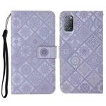 For OPPO A92 / A72 / A52 Ethnic Style Embossed Pattern Horizontal Flip Leather Case with Holder & Card Slots & Wallet & Lanyard(Purple)