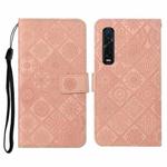For OPPO Find X2 Pro Ethnic Style Embossed Pattern Horizontal Flip Leather Case with Holder & Card Slots & Wallet & Lanyard(Pink)