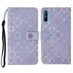 For OPPO Realme C3 Ethnic Style Embossed Pattern Horizontal Flip Leather Case with Holder & Card Slots & Wallet & Lanyard(Purple)