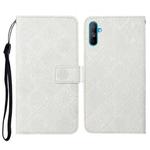 For OPPO Realme C3 Ethnic Style Embossed Pattern Horizontal Flip Leather Case with Holder & Card Slots & Wallet & Lanyard(White)