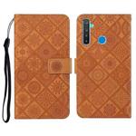 For OPPO Realme 5 Ethnic Style Embossed Pattern Horizontal Flip Leather Case with Holder & Card Slots & Wallet & Lanyard(Brown)