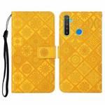 For OPPO Realme 5 Pro Ethnic Style Embossed Pattern Horizontal Flip Leather Case with Holder & Card Slots & Wallet & Lanyard(Yellow)