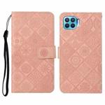 For OPPO Reno4 Lite Ethnic Style Embossed Pattern Horizontal Flip Leather Case with Holder & Card Slots & Wallet & Lanyard(Pink)
