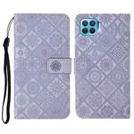 For OPPO Reno4 Lite Ethnic Style Embossed Pattern Horizontal Flip Leather Case with Holder & Card Slots & Wallet & Lanyard(Purple)