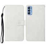 For OPPO Reno4 Pro Ethnic Style Embossed Pattern Horizontal Flip Leather Case with Holder & Card Slots & Wallet & Lanyard(White)