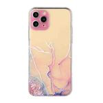 For iPhone 11 Pro Hollow Marble Pattern TPU Straight Edge Fine Hole Protective Case (Pink)