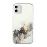 For iPhone 12 mini Hollow Marble Pattern TPU Straight Edge Fine Hole Protective Case (Black)