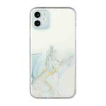 For iPhone 12 Hollow Marble Pattern TPU Straight Edge Fine Hole Protective Case(Grey)