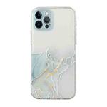 For iPhone 12 Pro Max Hollow Marble Pattern TPU Straight Edge Fine Hole Protective Case(Grey)