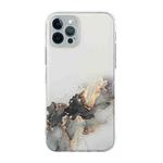 For iPhone 12 Pro Max Hollow Marble Pattern TPU Straight Edge Fine Hole Protective Case(Black)