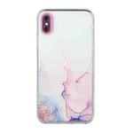 For iPhone X / XS Hollow Marble Pattern TPU Straight Edge Fine Hole Protective Case(Pink)