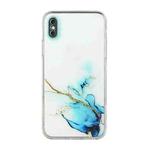 For iPhone X / XS Hollow Marble Pattern TPU Straight Edge Fine Hole Protective Case(Blue)